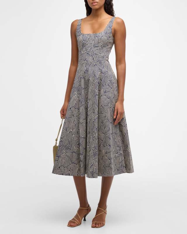 Wells Cotton Poplin Sleeveless Midi Dress